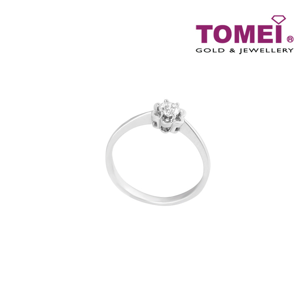 TOMEI Ring, Solitaire Diamond White Gold 750