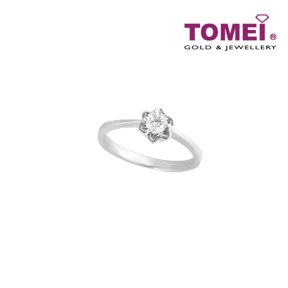 TOMEI Ring, Solitaire Diamond White Gold 750