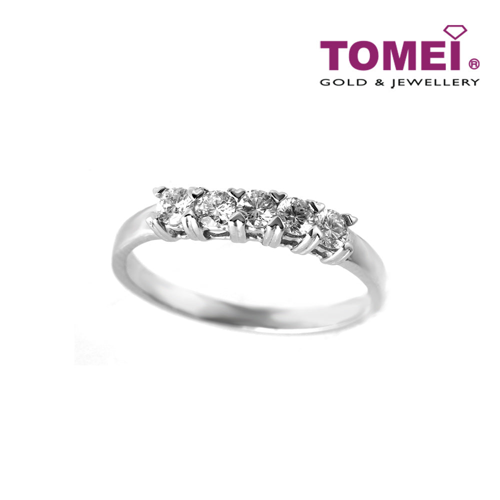 TOMEI Ring of Splendorous Rays of Quadrated Elegance, Diamond White Gold 750