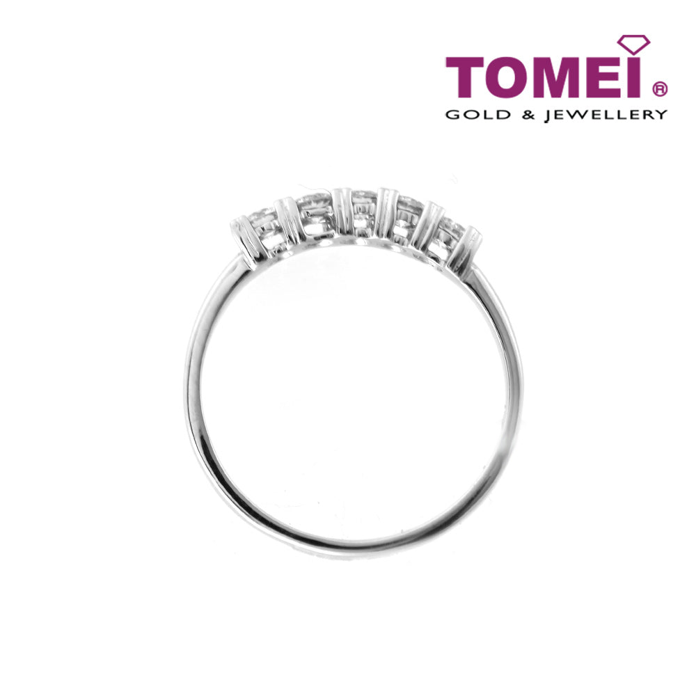 TOMEI Ring of Splendorous Rays of Quadrated Elegance, Diamond White Gold 750