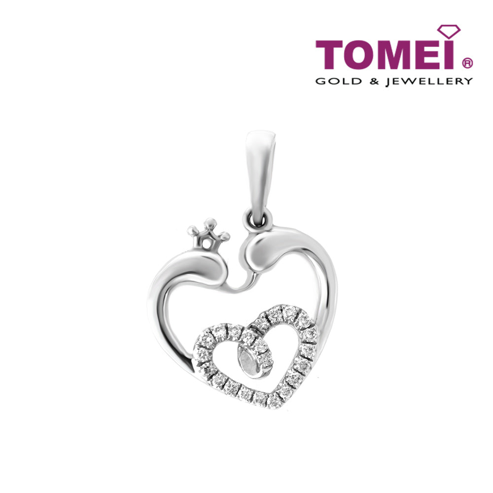 TOMEI Coruscant Heart with Lustrous Vibes Pendant, Diamond White Gold 750 (P5288)