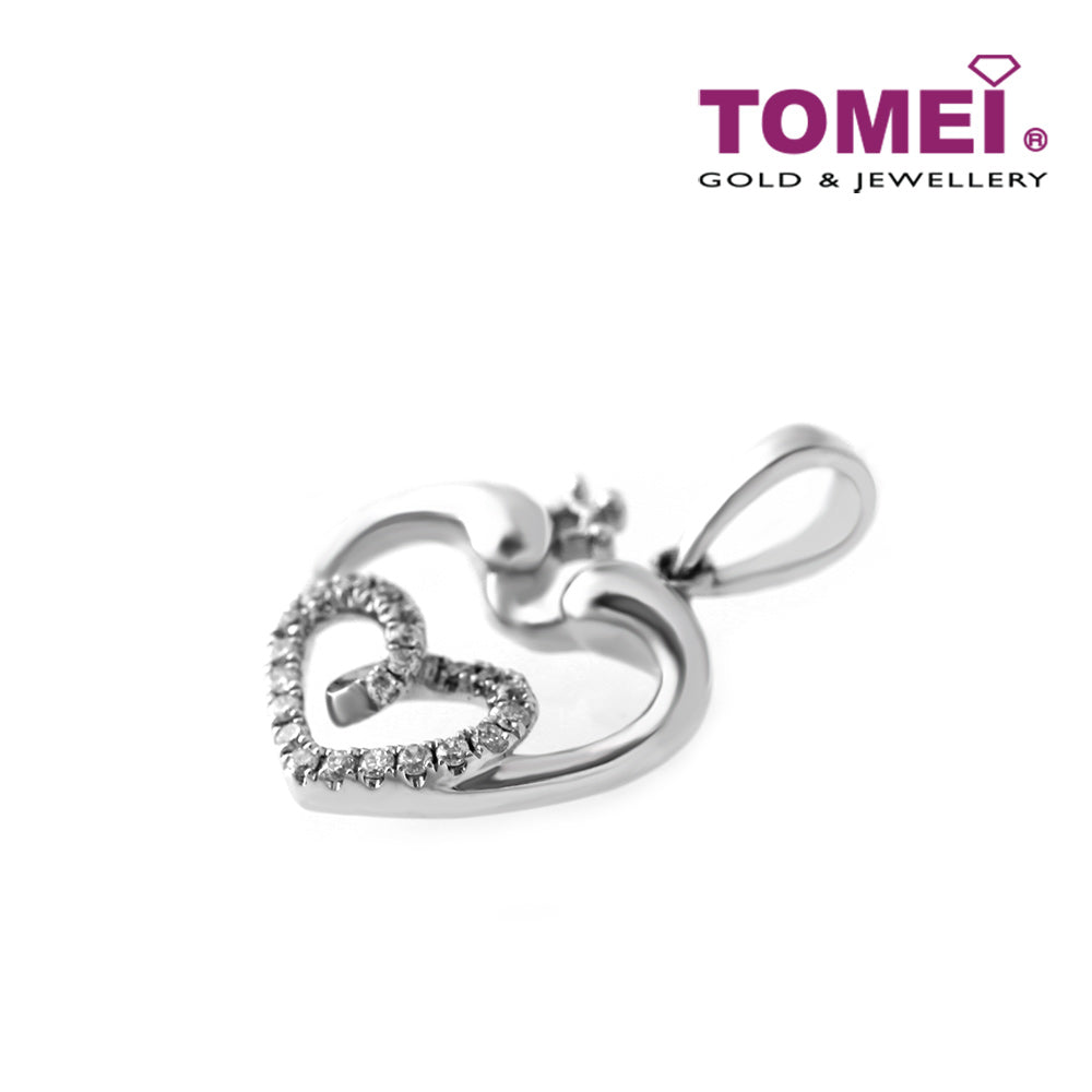 TOMEI Coruscant Heart with Lustrous Vibes Pendant, Diamond White Gold 750 (P5288)