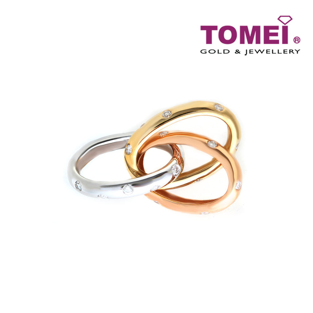 TOMEI Tri-Tone Pendant of Trebly Terrific Trio, Diamond White Gold, Rose Gold & Yellow Gold 750 (P6141)