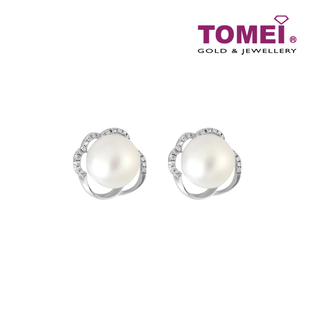 TOMEI Earrings, Diamond Pearl White Gold 750 (E1149)