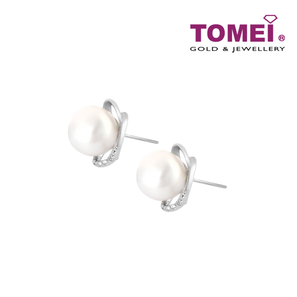 TOMEI Earrings, Diamond Pearl White Gold 750 (E1149)