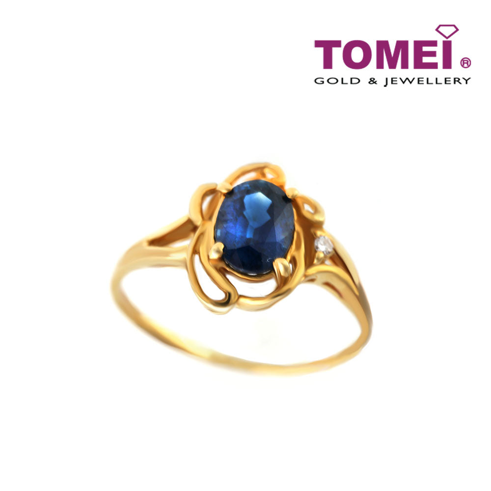 TOMEI Blue Daisy Ring, Sapphire Diamond Yellow Gold 750 (SW-SO00820)