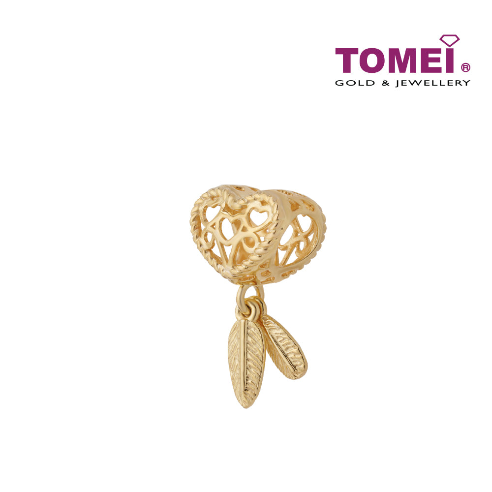 TOMEI Heart And Wing Charm, Yellow Gold 916