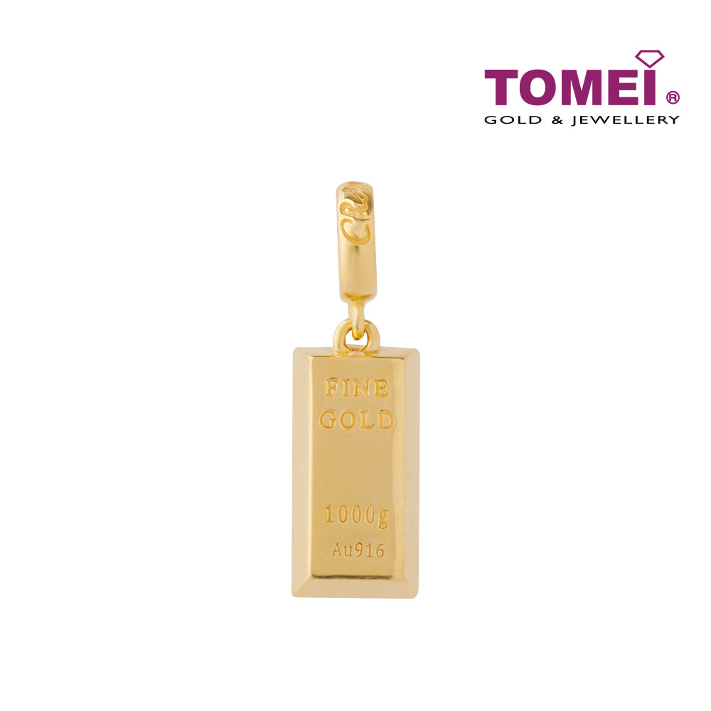 TOMEI  Mini Gold Bar Charm, Yellow Gold 916