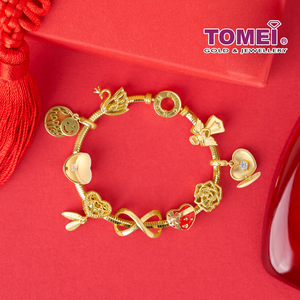 TOMEI Heart And Wing Charm, Yellow Gold 916