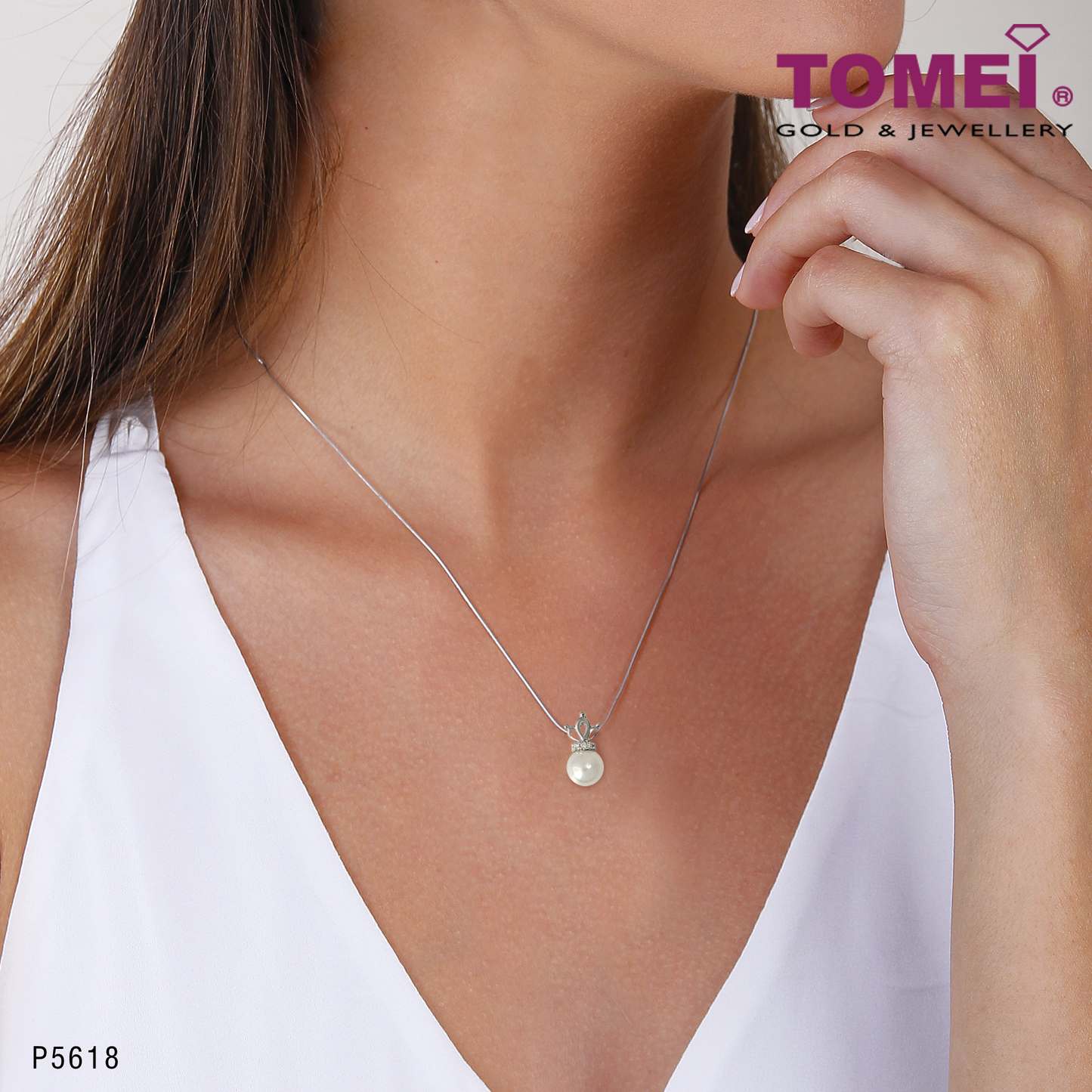 True Love Diamond Pendant | Tomei White Gold 585 (14K) (P5618)