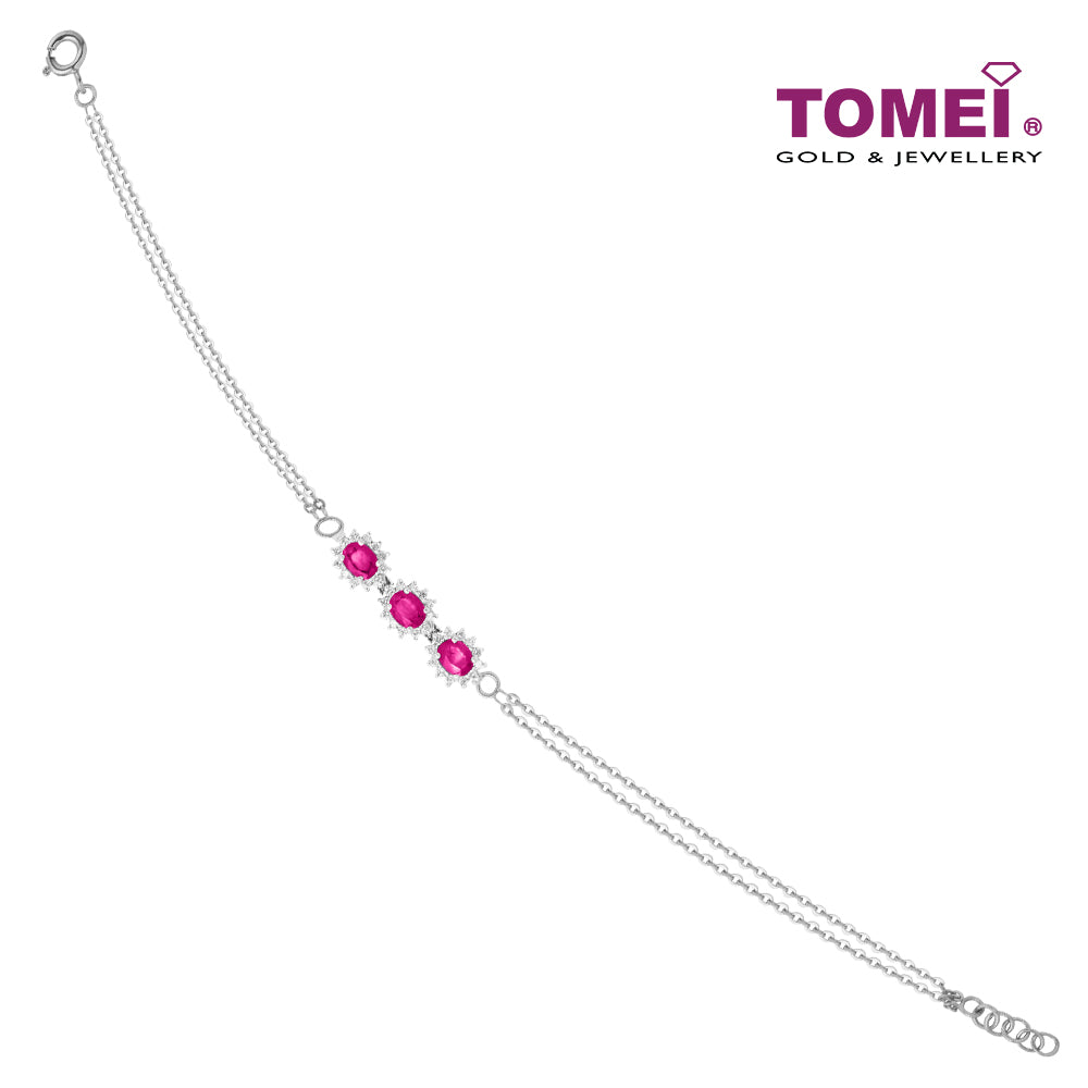 TOMEI Gemstones with Diamond Bracelet Double Strands, White Gold 375