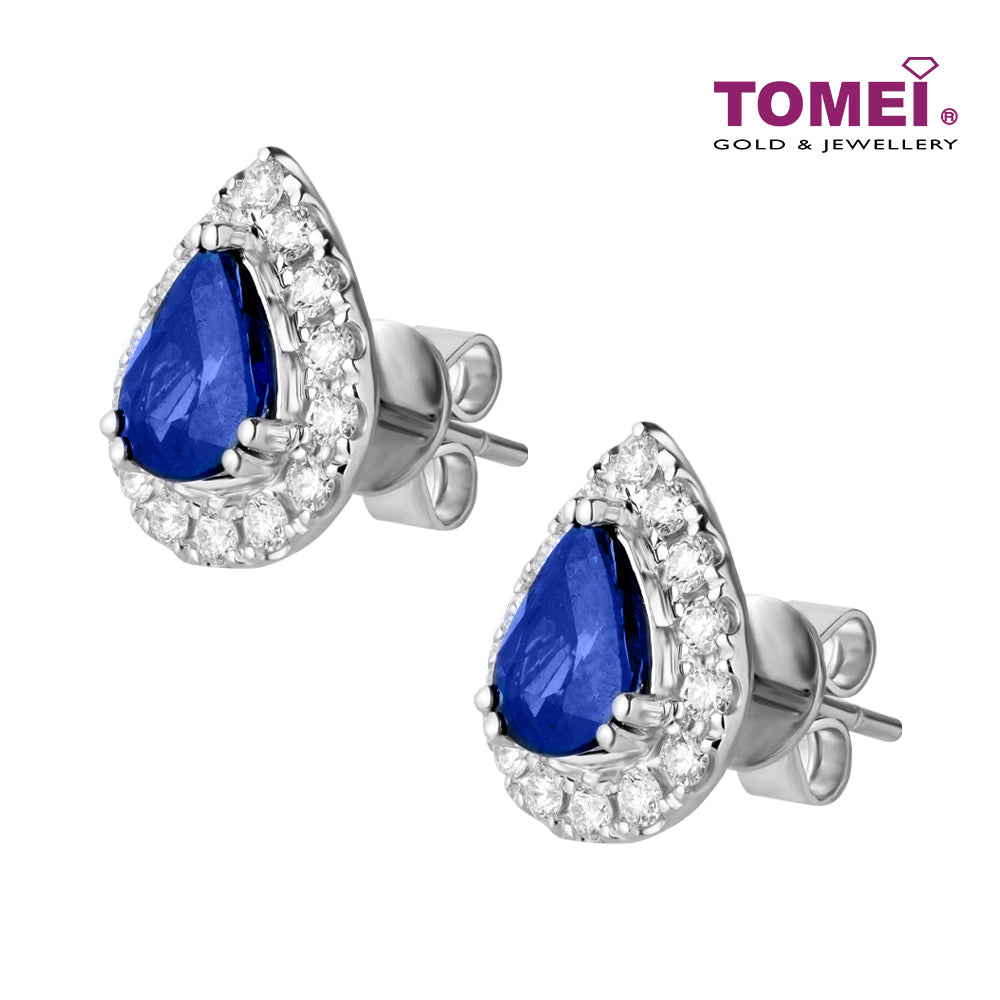 TOMEI Blessed Blue Collection Earrings, Sapphire White Gold 750