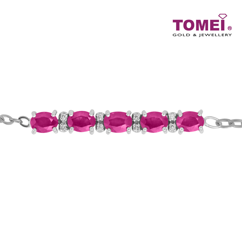 TOMEI Gemstones with Diamond Bracelet, White Gold 375