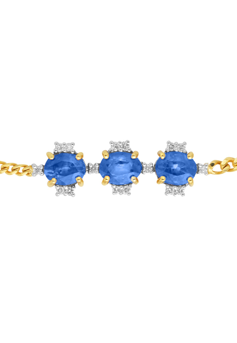 TOMEI Gemstones with Diamond Bracelet, Yellow Gold 375