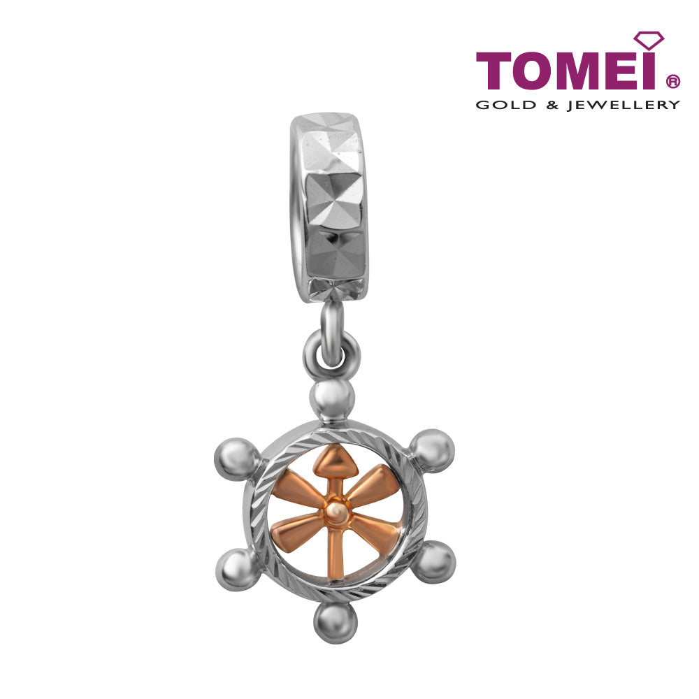 TOMEI Anchor of My Life Charm, White+Rose Gold 585