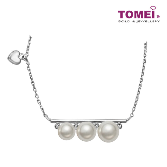 Treble Splendour with Luscious Lustre Pearl Diamond Necklace | Tomei White Gold 375
