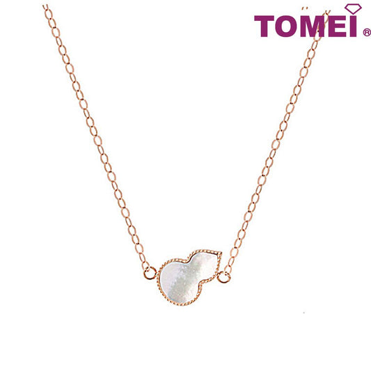 TOMEI Rouge Collection Nacre Simply Gourd Necklace, Rose Gold 750
