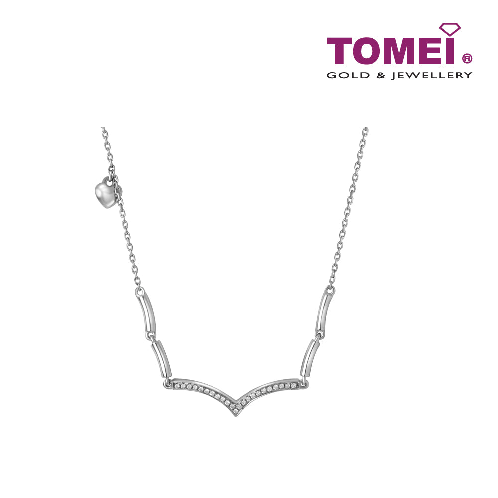 Shimmering Glam Necklace | Tomei White Gold 375 (9K) (B0989)