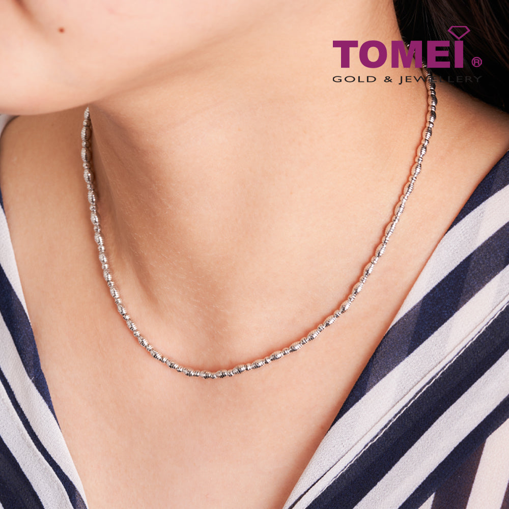 TOMEI Italia Beads Necklace, White Gold 585