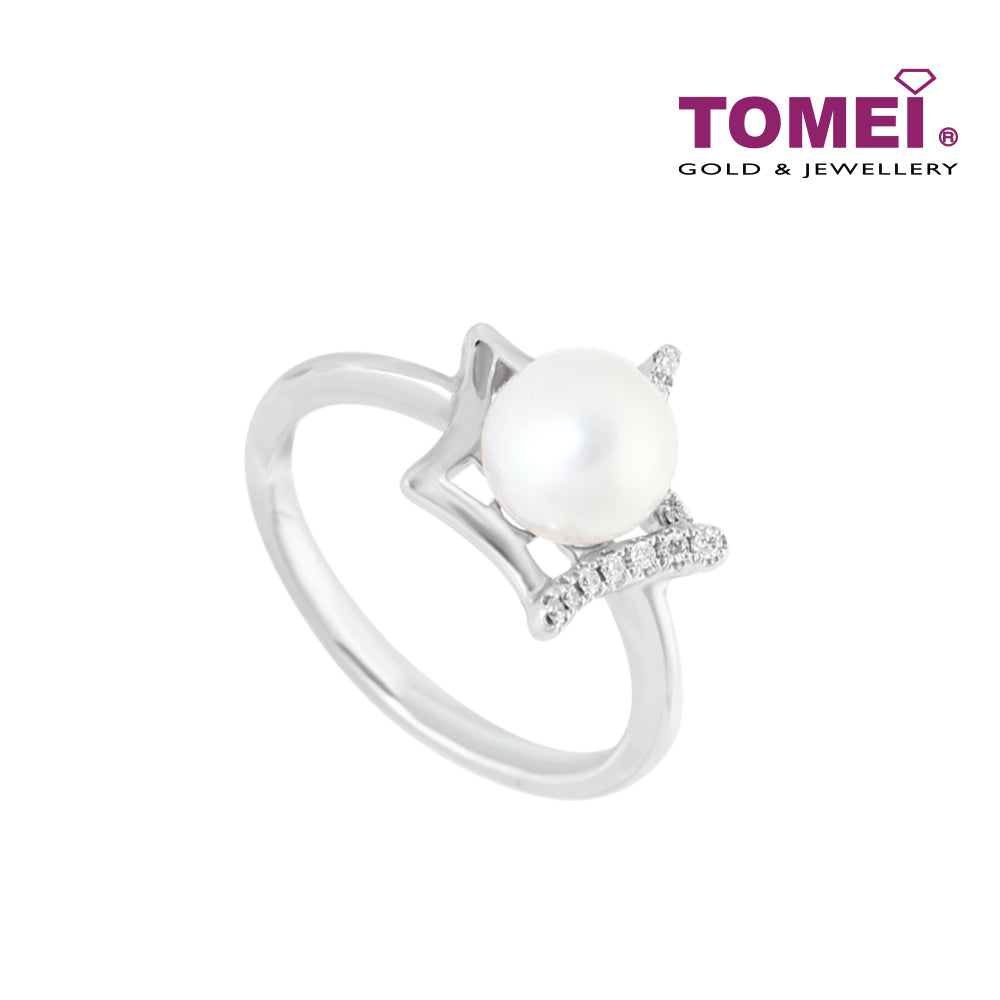 TOMEI Astral Glamour of the Seas Ring, Diamond Pearl White Gold 375 (R4217)