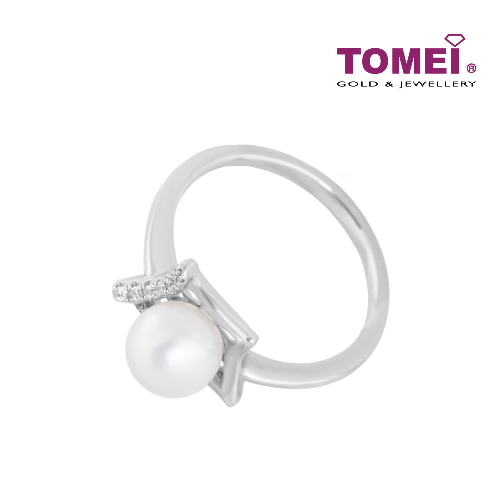 TOMEI Astral Glamour of the Seas Ring, Diamond Pearl White Gold 375 (R4217)