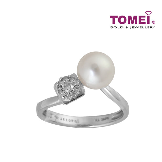 TOMEI Lustrous Flamboyance of the Seas Ring, Diamond Pearl White Gold 375 (R2020)