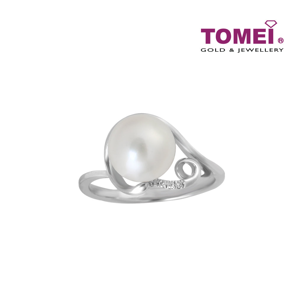 TOMEI Splendorous Grandeur of the Seas Ring, Diamond Pearl White Gold 375 (R3858V)