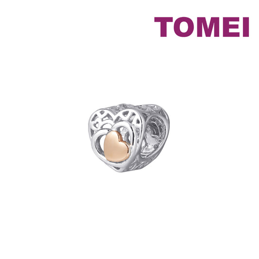 TOMEI Heart Shaped Charm, White Rose Gold 585