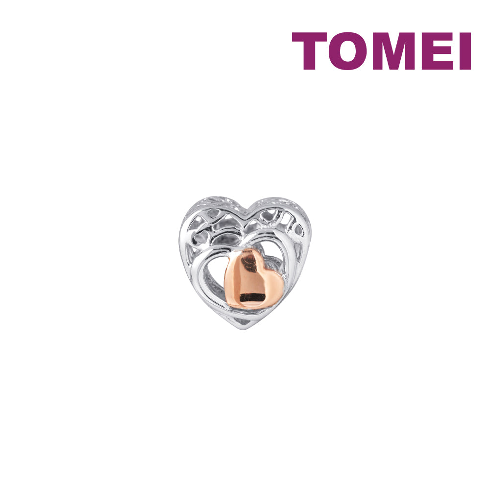 TOMEI Heart Shaped Charm, White Rose Gold 585