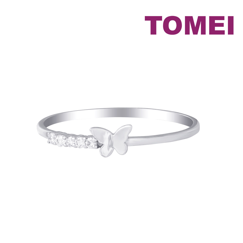 TOMEI [Online Exclusive] Minimalist Butterfly Ring, White Gold 750