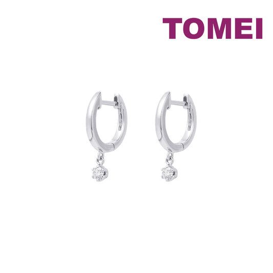 TOMEI Loop Earrings, White Gold 585
