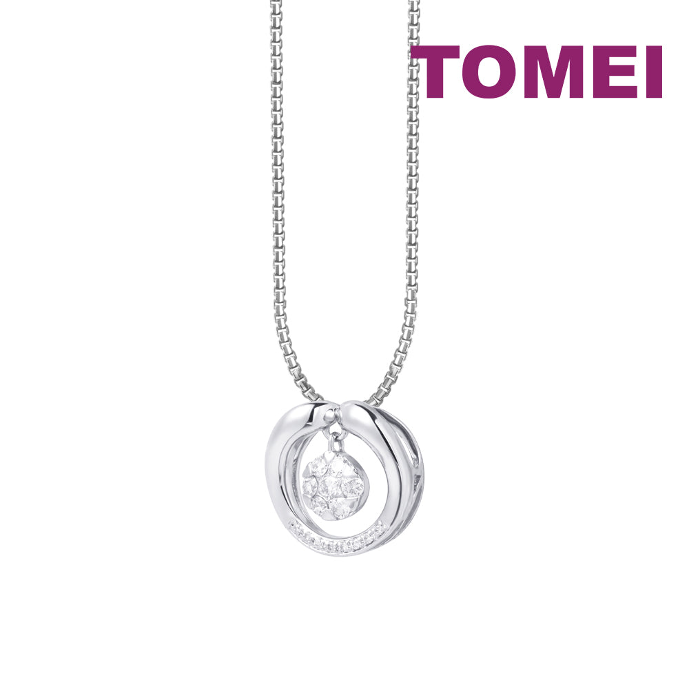 TOMEI Diamond Pendant Set, White Gold 585