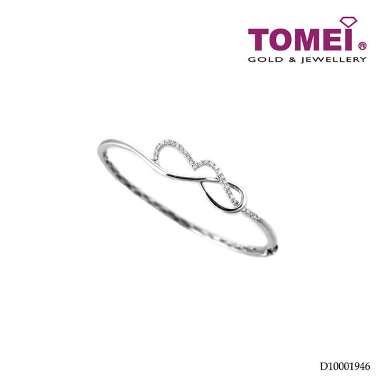 TOMEI Luminously Aglowed Riband Diamond Bangle, White Gold 375 (B1023)