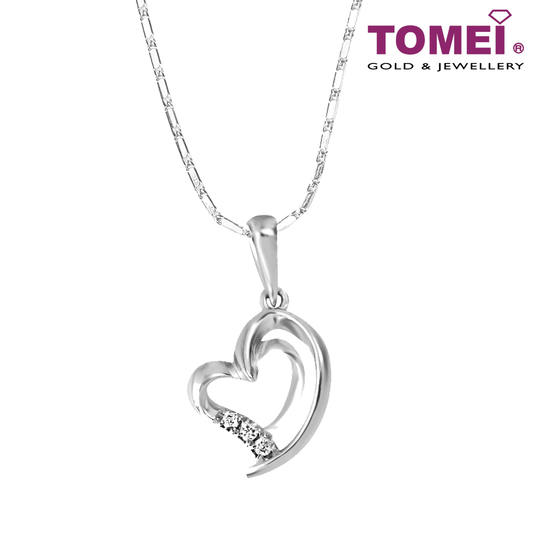 Tomei White Gold 585 (14K)  "Love Keeper" Diamond Pendant Set (P4368)