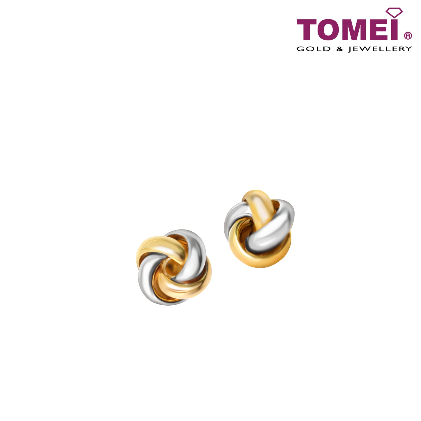 TOMEI Dual-Tone Love Knot Earrings, Yellow Gold 916