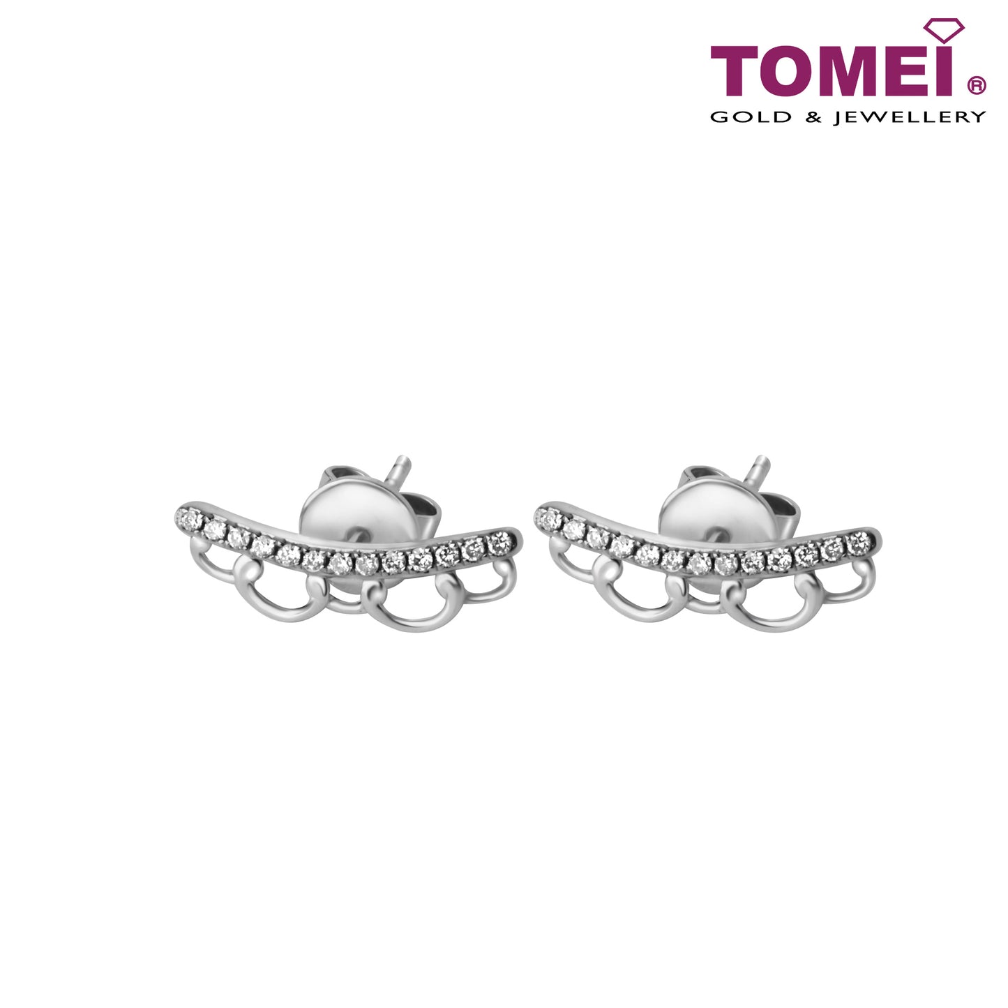 TOMEI Diamond Earrings With Style, White Gold 375 (17751EWD9WP)