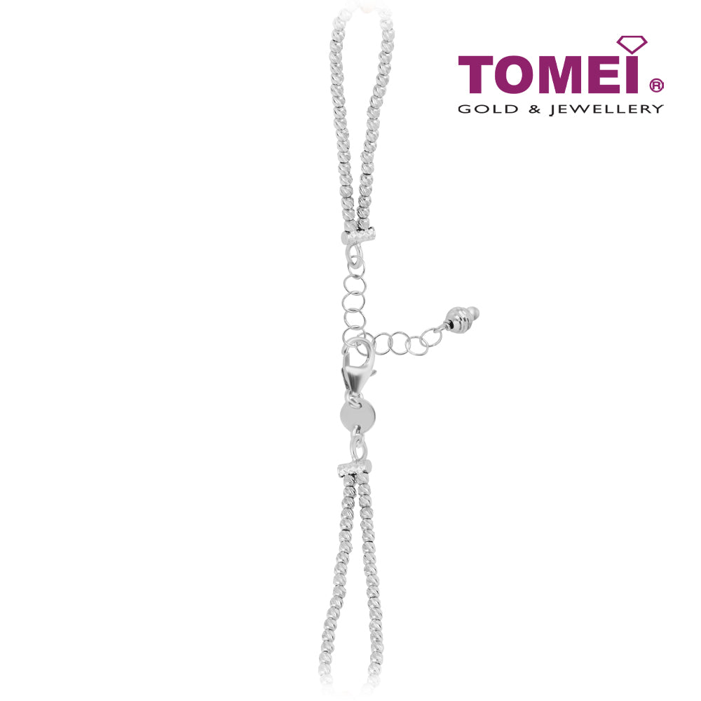 TOMEI Italia Geometrical Beads Bracelet, White+Rose Gold 585