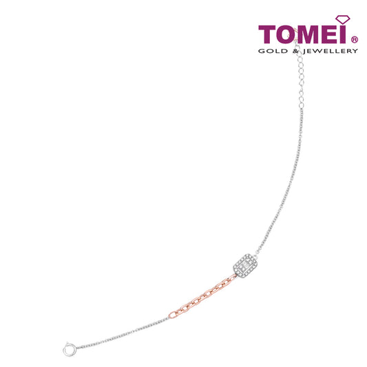 TOMEI Love Is Beautiful Collection Diamond Bracelet, White+Rose Gold 585