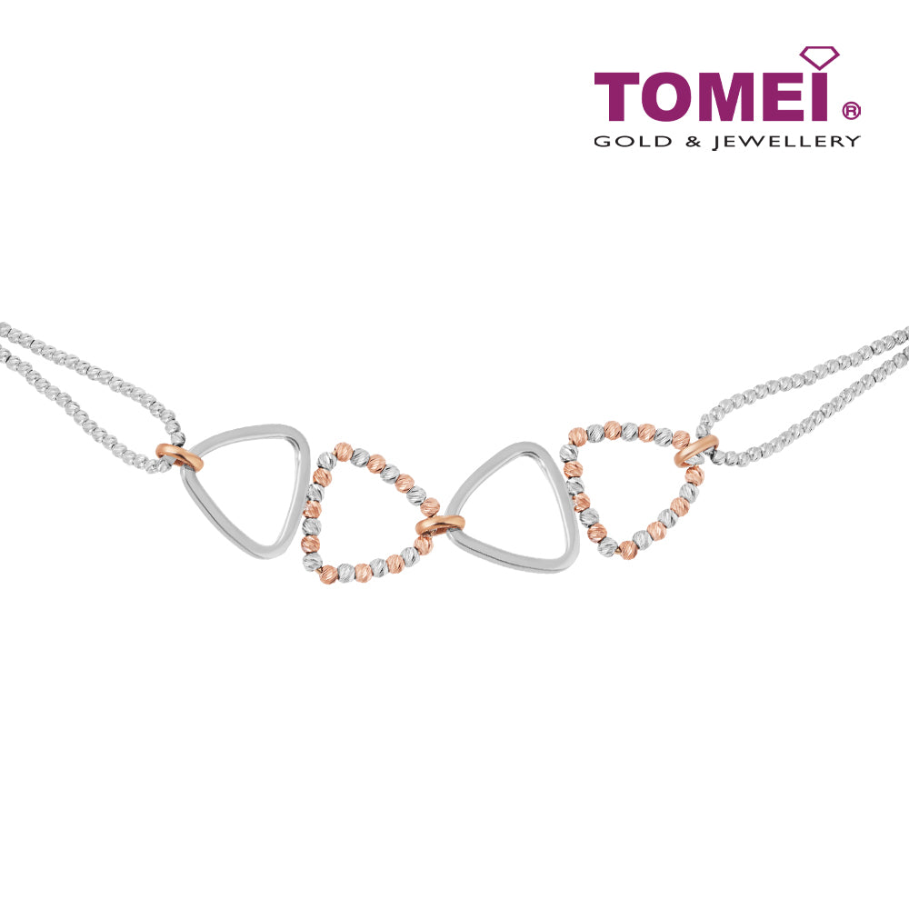 TOMEI Italia Geometrical Beads Bracelet, White+Rose Gold 585