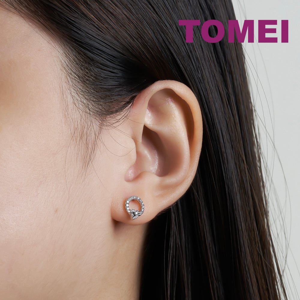 Earrings of Spellbindingly Striking Diamantes in Circular Motion | Snowy Snowball Collection | Tomei White Gold 585 (14K) (E2141)
