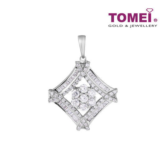TOMEI Quadrated In Elegance Pendant, Diamond White Gold 750