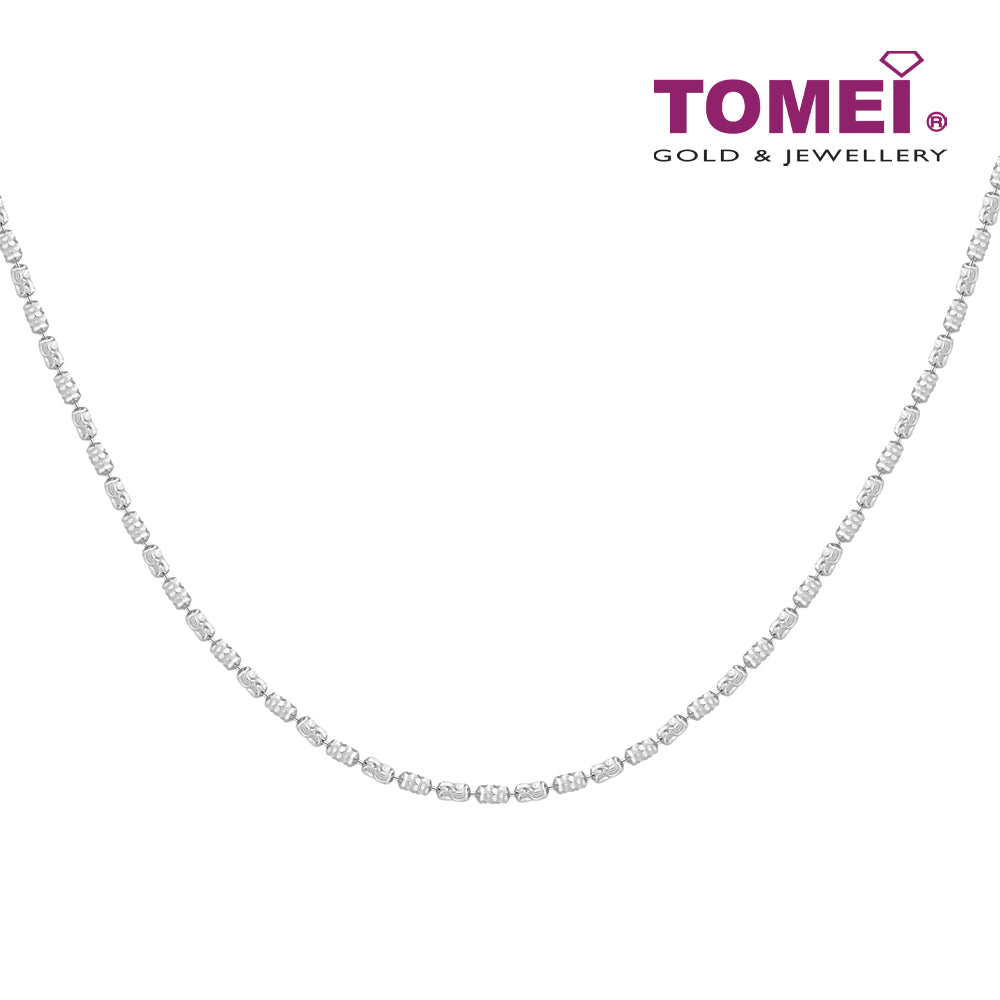 Tomei Sparkling with Laser Necklace, Unisex White Gold 585
