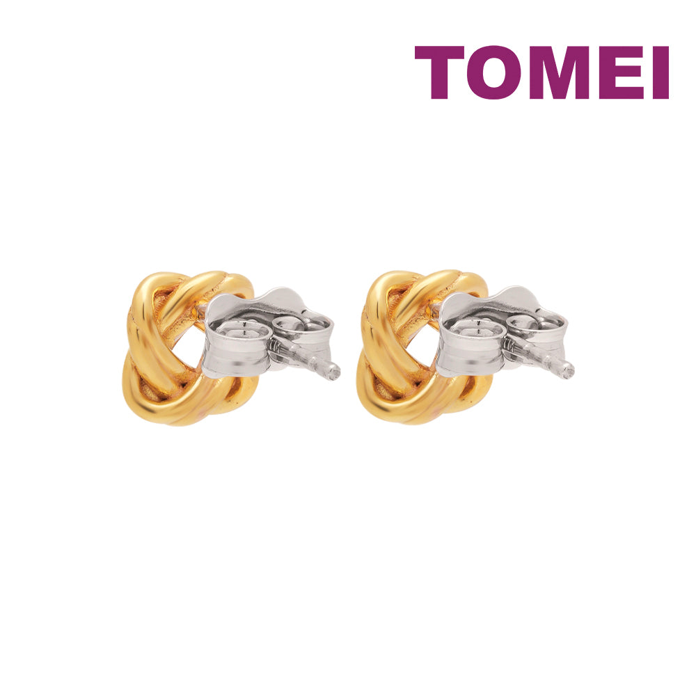 TOMEI Trio Tone Knot Earrings, Gold 585