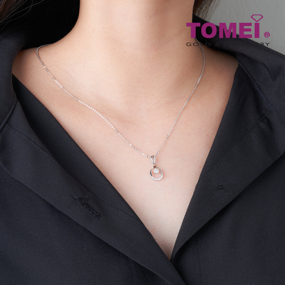 TOMEI Little Star Signature, Diamond Pendant With Chain, White+Rose Gold 585