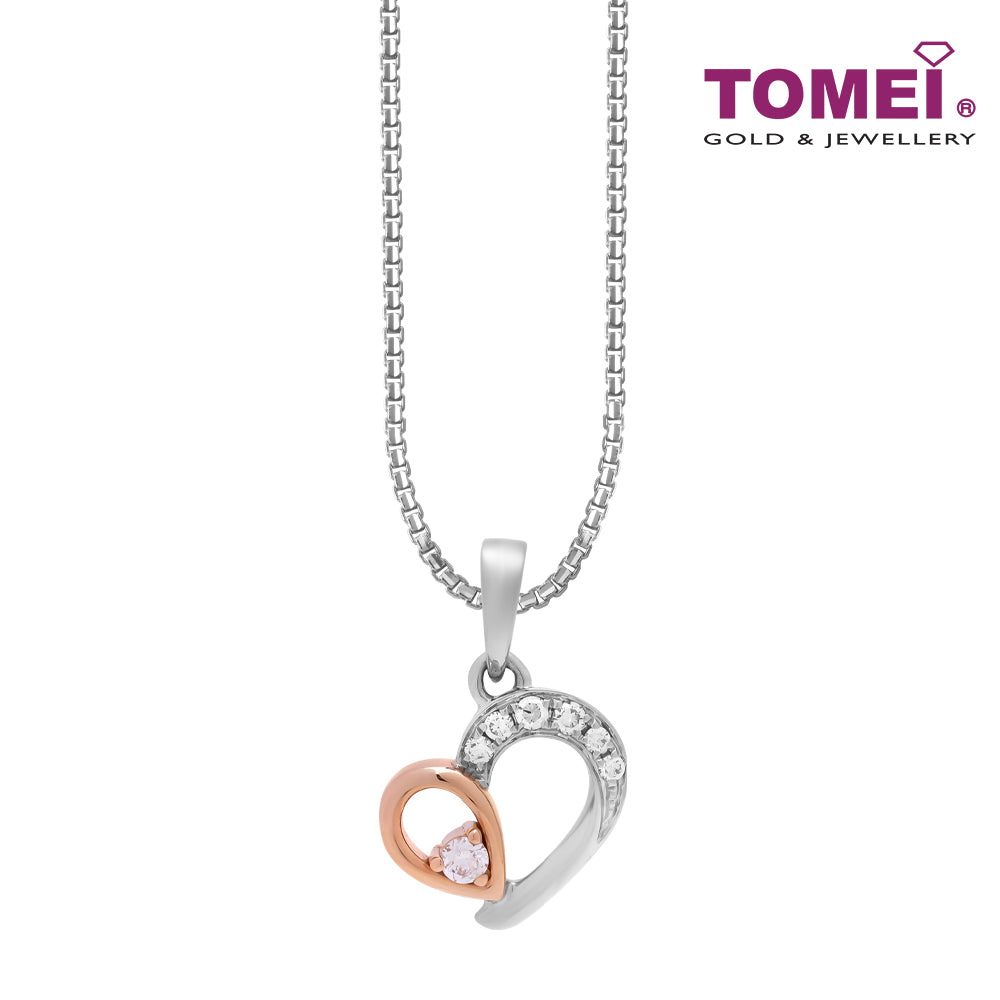 TOMEI Love Is Beautiful Collection Diamond Pendant Set, White+Rose Gold 585