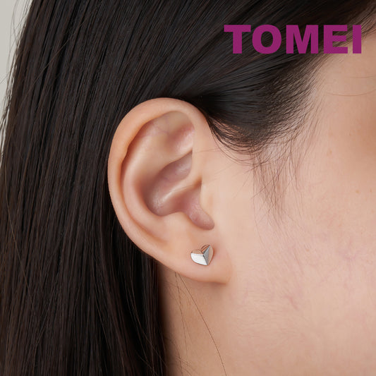 TOMEI 3D Heart Earrings, White Gold 585