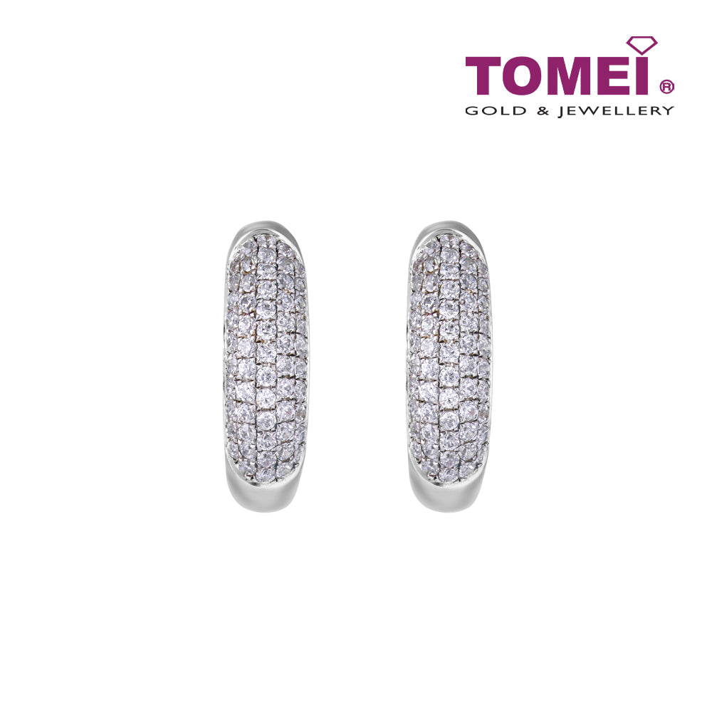 TOMEI 15mm Hoop Diamond Earrings White Gold 750