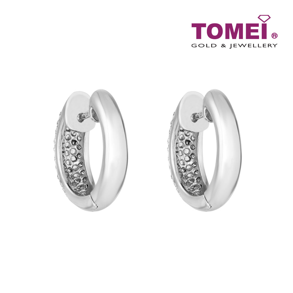 TOMEI 15mm Hoop Diamond Earrings White Gold 750