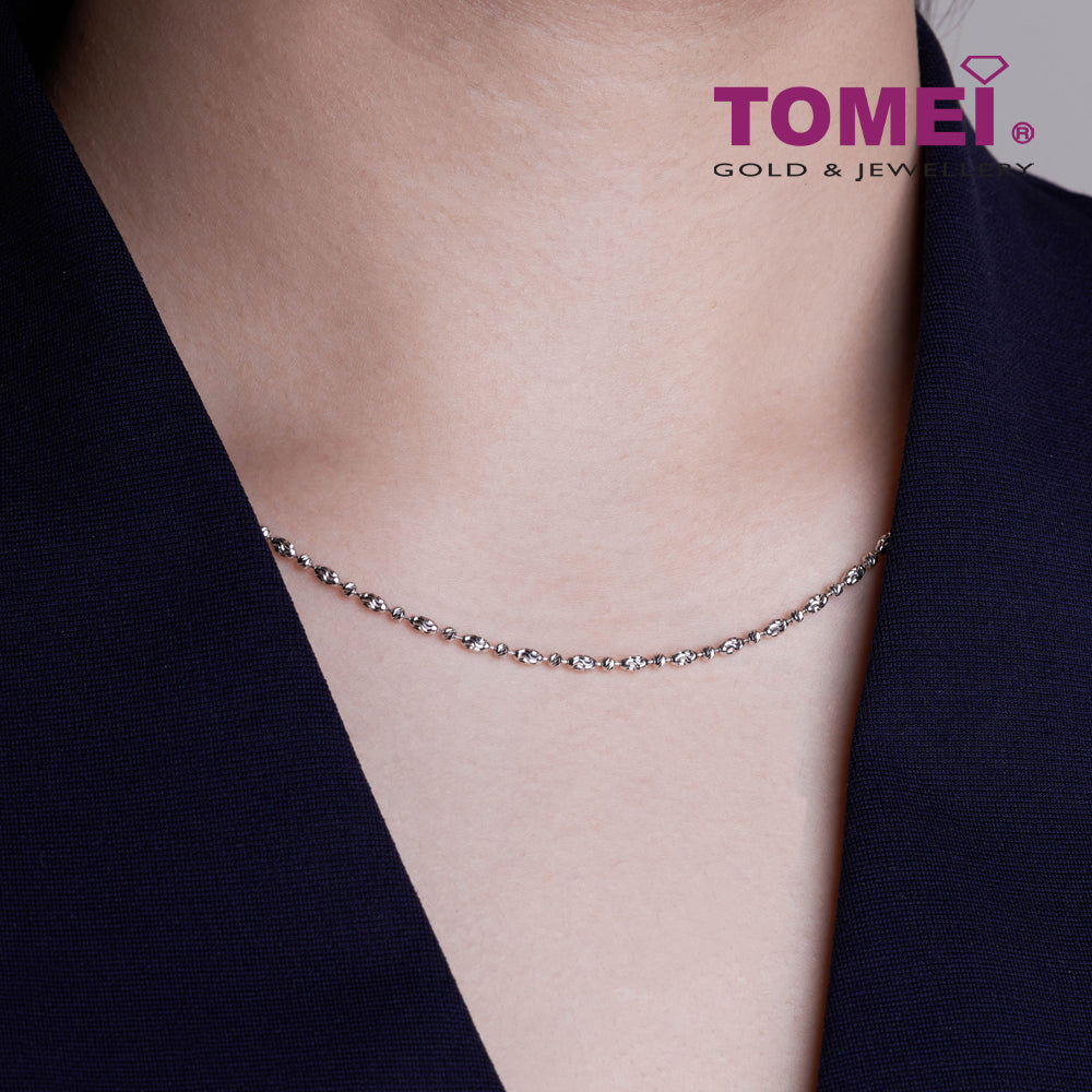 Tomei Sparkling Necklace, Unisex White Gold 585
