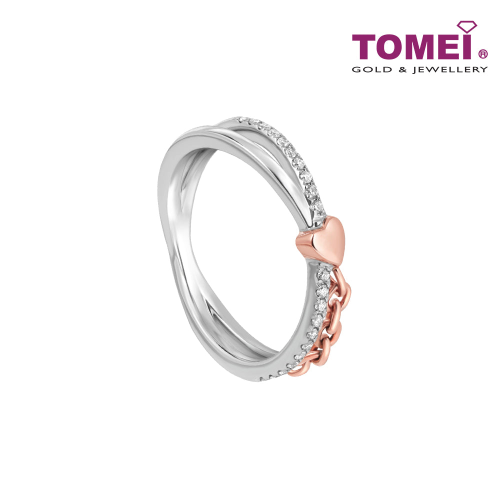 TOMEI Love Is Beautiful Collection Diamond RIng, White+Rose Gold 585